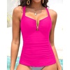 image:imageTankini Tops for Women Swimwear  Tummy Control VWire Swimsuit Top OnlyHot Pink