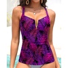 image:imageTankini Tops for Women Swimwear  Tummy Control VWire Swimsuit Top OnlyPurple Leaves