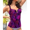 image:imageTankini Tops for Women Swimwear  Tummy Control VWire Swimsuit Top OnlyPurple Leaves