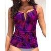image:imageTankini Tops for Women Swimwear  Tummy Control VWire Swimsuit Top OnlyPurple Leaves