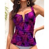 image:imageTankini Tops for Women Swimwear  Tummy Control VWire Swimsuit Top OnlyPurple Leaves