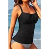 image:imageWomen Tummy Control Tankini Top  Ruched Slimming Swimsuit Top OnlyBlack