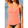 image:imageWomen Tummy Control Tankini Top  Ruched Slimming Swimsuit Top OnlyCoral Pink