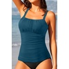 image:imageWomen Tummy Control Tankini Top  Ruched Slimming Swimsuit Top OnlyTeal