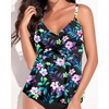 image:imageWomens Flowy Tankini Tops Only  Twist V Neck Swimsuit Bathing SuitsBlack Floral
