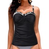 image:imageWomens Underwire Tummy Control Swimsuit Top Push Up Bathing Suit TopBlack Floral