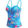 image:imageWomens Underwire Tummy Control Swimsuit Top Push Up Bathing Suit TopBlue Floral