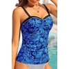 image:imageWomens Underwire Tummy Control Swimsuit Top Push Up Bathing Suit TopBlue Paisley