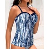 image:imageWomens Underwire Tummy Control Swimsuit Top Push Up Bathing Suit TopBlue Tie Dye