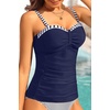 image:imageWomens Underwire Tummy Control Swimsuit Top Push Up Bathing Suit TopNavy Blue White Stripes
