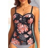 image:imageWomens Underwire Tummy Control Swimsuit Top Push Up Bathing Suit TopOrange Floral