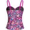 image:imageWomens Underwire Tummy Control Swimsuit Top Push Up Bathing Suit TopPink Flower