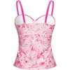 image:imageWomens Underwire Tummy Control Swimsuit Top Push Up Bathing Suit TopPink Leaves