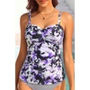 image:imageWomens Underwire Tummy Control Swimsuit Top Push Up Bathing Suit TopPurple Flowers