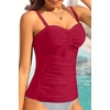 image:imageWomens Underwire Tummy Control Swimsuit Top Push Up Bathing Suit TopRed