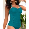 image:imageWomens Underwire Tummy Control Swimsuit Top Push Up Bathing Suit TopTeal