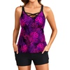 image:imageTalisea Tankini Swimsuits with Shorts  Women Two Piece Bathing Suit with Pockets Swimwear 2025Purple Leaf 1