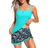 image:imageTalisea Tankini with Skirt  Tummy Control VWire Swimsuit with DrawstringAqua and Floral