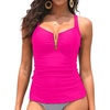 image:imageTankini Tops for Women Swimwear  Tummy Control VWire Swimsuit Top OnlyHot Pink