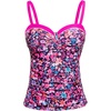 image:imageWomens Underwire Tummy Control Swimsuit Top Push Up Bathing Suit TopPink Flower