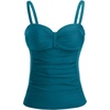 image:imageWomens Underwire Tummy Control Swimsuit Top Push Up Bathing Suit TopTeal