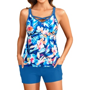 image:imageTalisea Tankini Swimsuits with Shorts  Women Two Piece Bathing Suit with Pockets Swimwear 2025Blue Flowers