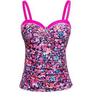 image:imageWomens Underwire Tummy Control Swimsuit Top Push Up Bathing Suit TopPink Flower