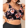 image:imageTalisea Plus Size Bikini Top Only  VNeck LaceUp Swim Bra for Large BustBlack Floral