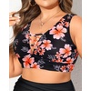 image:imageTalisea Plus Size Bikini Top Only  VNeck LaceUp Swim Bra for Large BustBlack Floral