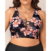 image:imageTalisea Plus Size Bikini Top Only  VNeck LaceUp Swim Bra for Large BustBlack Floral