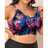 image:imageTalisea Plus Size Bikini Top Only  VNeck LaceUp Swim Bra for Large BustColorful Leaves