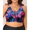 image:imageTalisea Plus Size Bikini Top Only  VNeck LaceUp Swim Bra for Large BustColorful Leaves
