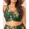 image:imageTalisea Plus Size Bikini Top Only  VNeck LaceUp Swim Bra for Large BustGreen Floral