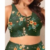 image:imageTalisea Plus Size Bikini Top Only  VNeck LaceUp Swim Bra for Large BustGreen Floral
