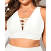 image:imageTalisea Plus Size Bikini Top Only  VNeck LaceUp Swim Bra for Large BustWhite