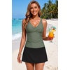 image:imageTankini Bathing Suits with Skirt Two Piece Tummy Control Twist SwimsuitsArmy Green