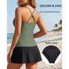 image:imageTankini Bathing Suits with Skirt Two Piece Tummy Control Twist SwimsuitsArmy Green