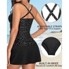 image:imageTankini Bathing Suits with Skirt Two Piece Tummy Control Twist SwimsuitsBlack Dot
