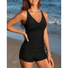 image:imageTankini Bathing Suits with Skirt Two Piece Tummy Control Twist SwimsuitsBlack With Shorts