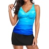 image:imageTankini Bathing Suits with Skirt Two Piece Tummy Control Twist SwimsuitsBlue Gradient