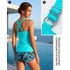 image:imageTankini Bathing Suits with Skirt Two Piece Tummy Control Twist SwimsuitsBlue Leaves With Shorts