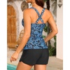 image:imageTankini Bathing Suits with Skirt Two Piece Tummy Control Twist SwimsuitsBlue Paisley With Shorts