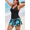 image:imageTankini Bathing Suits with Skirt Two Piece Tummy Control Twist SwimsuitsGreen Floral