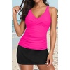 image:imageTankini Bathing Suits with Skirt Two Piece Tummy Control Twist SwimsuitsHot Pink Black