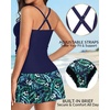 image:imageTankini Bathing Suits with Skirt Two Piece Tummy Control Twist SwimsuitsNavy Leaves