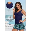 image:imageTankini Bathing Suits with Skirt Two Piece Tummy Control Twist SwimsuitsNavy Leaves