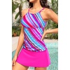image:imageTankini Bathing Suits with Skirt Two Piece Tummy Control Twist SwimsuitsPink Striped 01