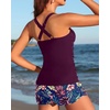 image:imageTankini Bathing Suits with Skirt Two Piece Tummy Control Twist SwimsuitsPurple Leaf With Shorts