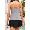 image:imageTankini Bathing Suits with Skirt Two Piece Tummy Control Twist SwimsuitsStripe and Black