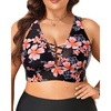 image:imageTalisea Plus Size Bikini Top Only  VNeck LaceUp Swim Bra for Large BustBlack Floral